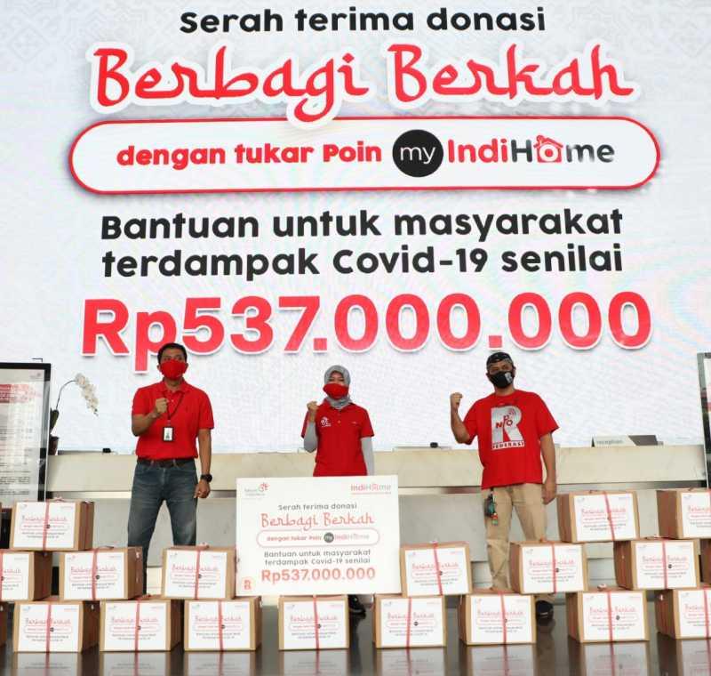 Donasi Pelanggan Indihome Capai Rp537 Juta Jadi 3000 Paket Sembako