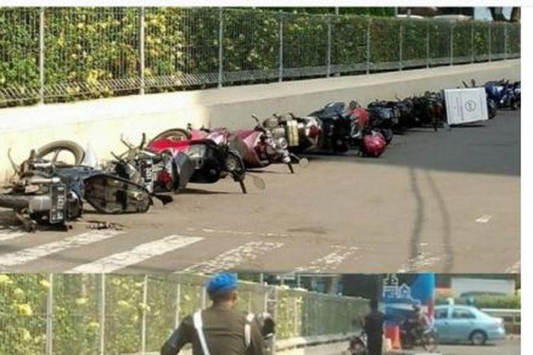 Cara Unik Menertibkan Parkir Motor Liar