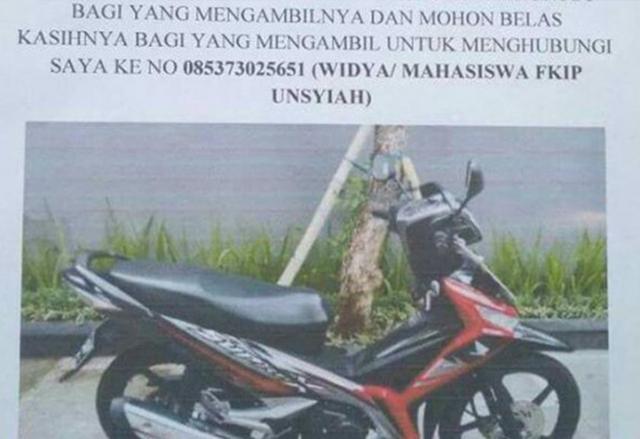  Kehilangan Motor,Mahasiswi Ini Bikin Pengumuman Menyayat Hati 