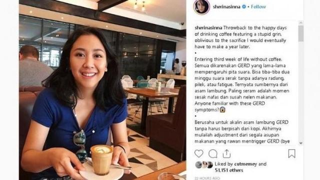 Sakit GERD, Sherina Munaf Kini Tak Lagi Minum Kopi