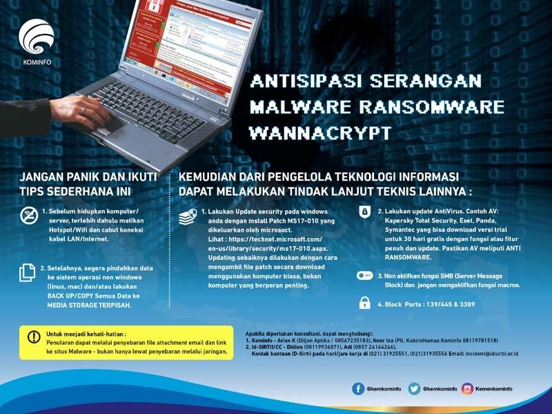 Soal WannaCRY, Kominfo harus panggil Microsoft